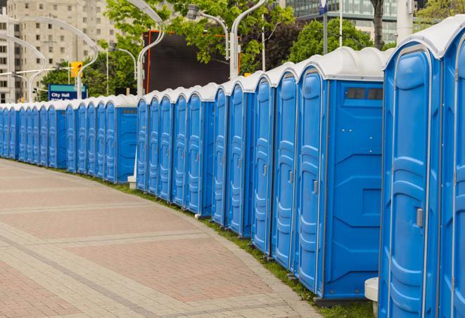 Seasonal porta potty units set up at a Lawrenceburg, Kentucky venue